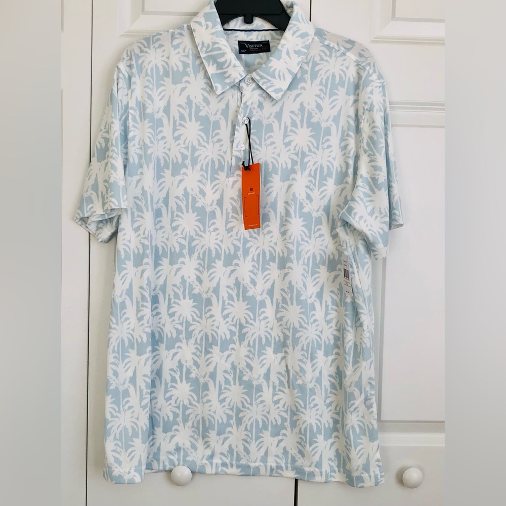 Visitor Men's Hawaiian Polo Shirt XL 4-Way Stretch Polyester Casual Palmas P2121